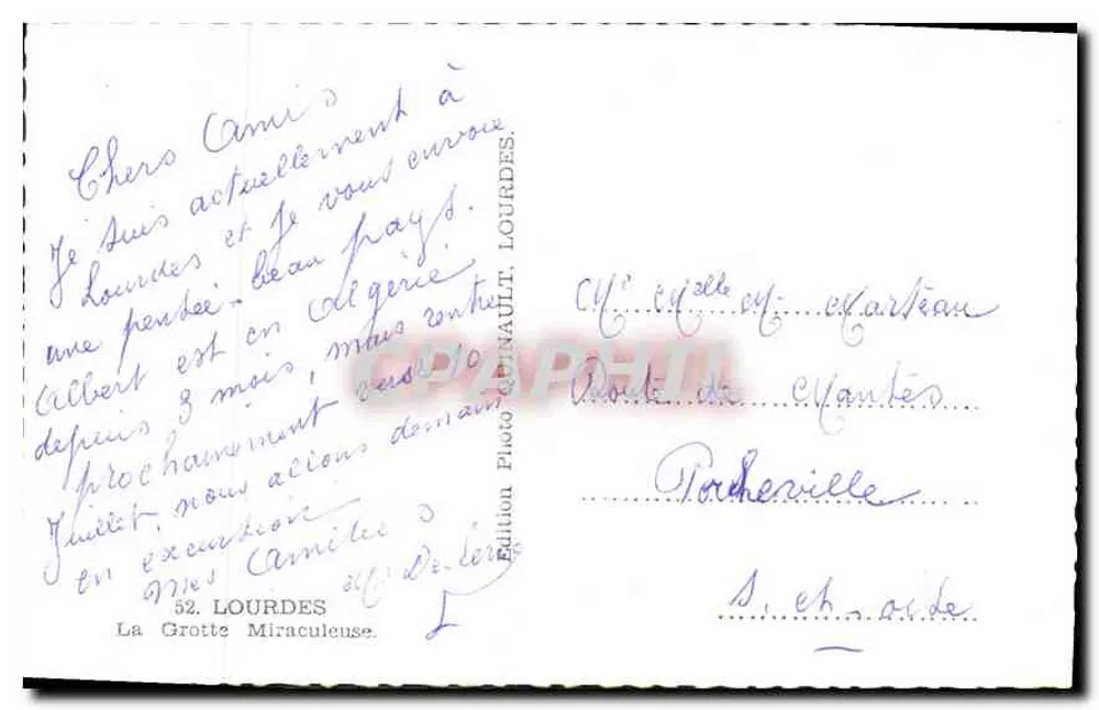 Gruta Milagrosa de Lourdes — Editor: Photo Renault, Lourdes — N° 52 - Verso