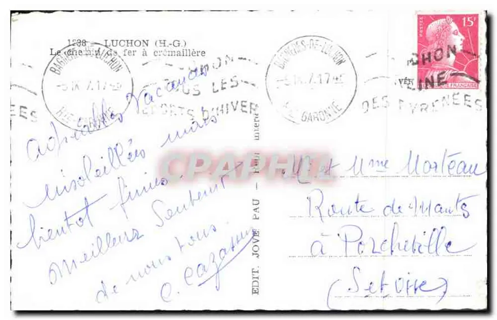 O trem de cremalheira — Luchon (H.G.) — Ed. Jove Pau - Verso