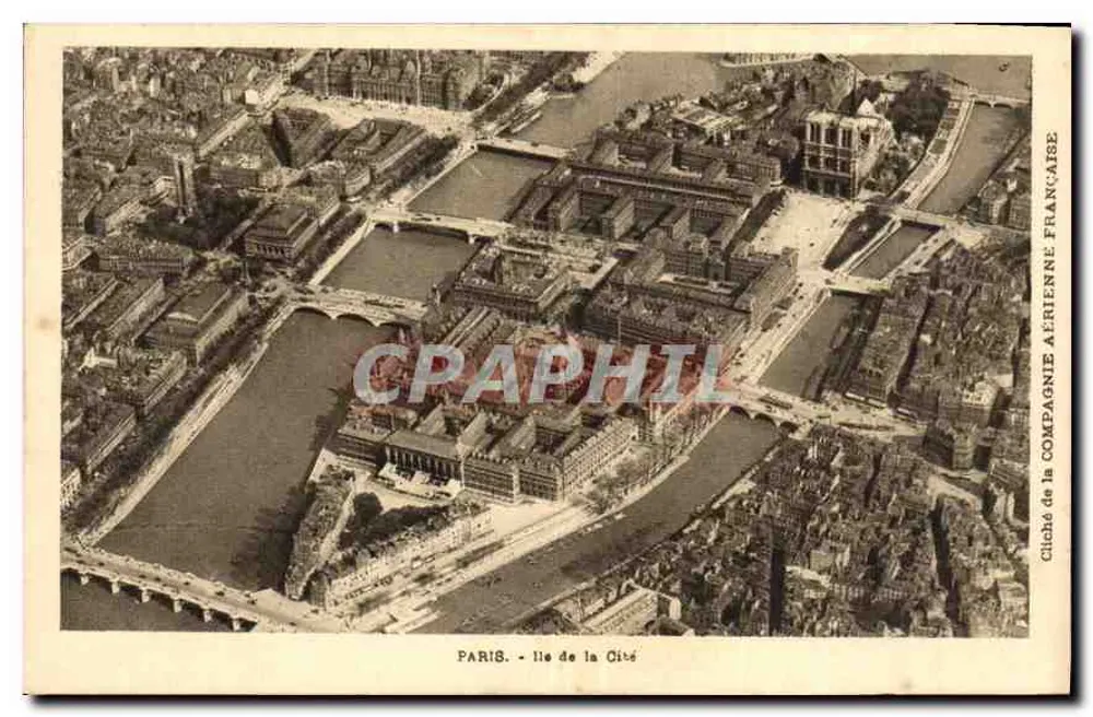 Paris — Aufnahme der Cité — Cliché der Französischen Luftfahrtgesellschaft - Vorderseite