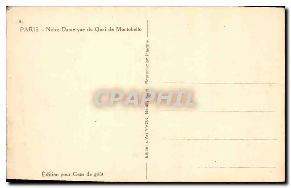 Notre-Dame de Paris — Ansicht vom Quai de Montebello — Édition d'Art YVON - Rückseite