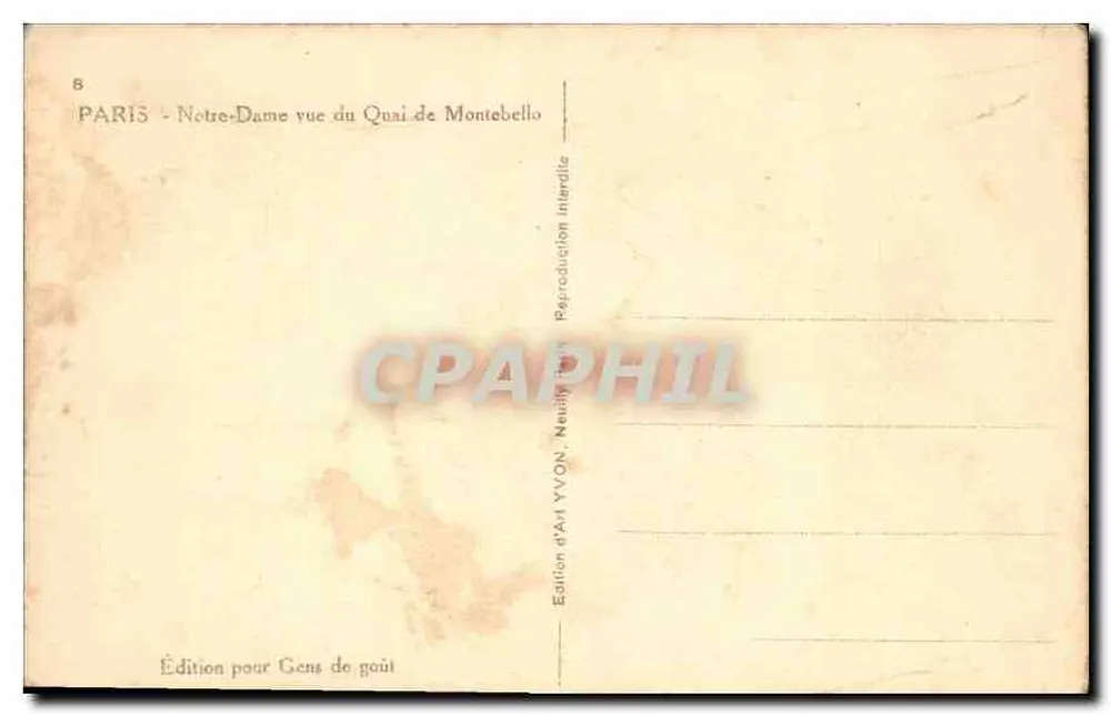 Notre-Dame de Paris — Blick vom Quai de Montebello — Édition d'Art YVON - Rückseite