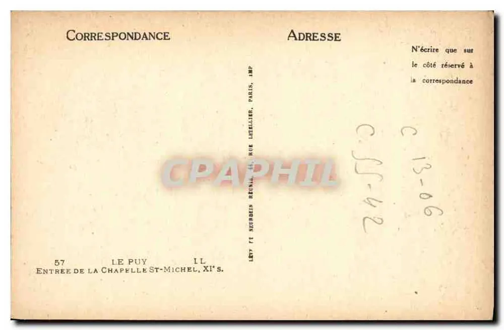 Eingang zur Kapelle Saint-Michel — 12. Jahrhundert — Verlag: P. Secrétan, Paris - Rückseite