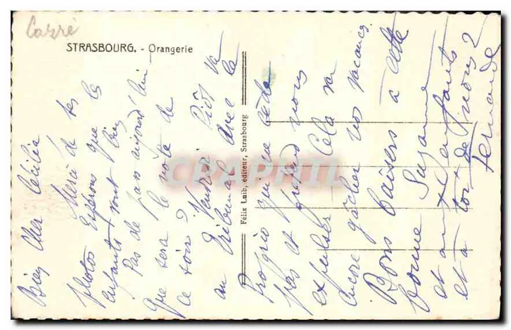 Estrasburgo - Orangerie — Félix Labb, editor, Estrasburgo - Verso