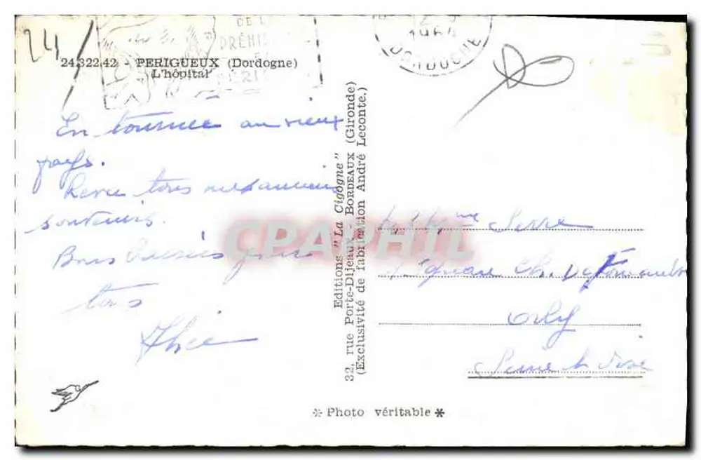 O Hospital da Cigogne — Périgueux — Edições La Cigogne - Verso