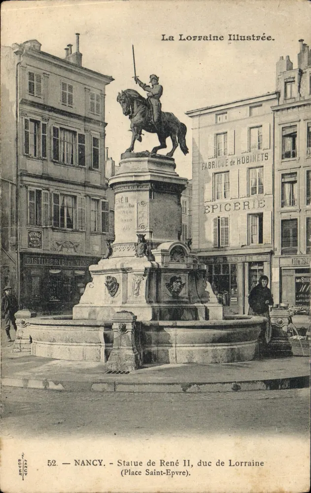 Nancy — Estátua de René II, duque da Lorena (Place Saint-Epvre) — La Lorraine Illustrée, n° 52 - Frente
