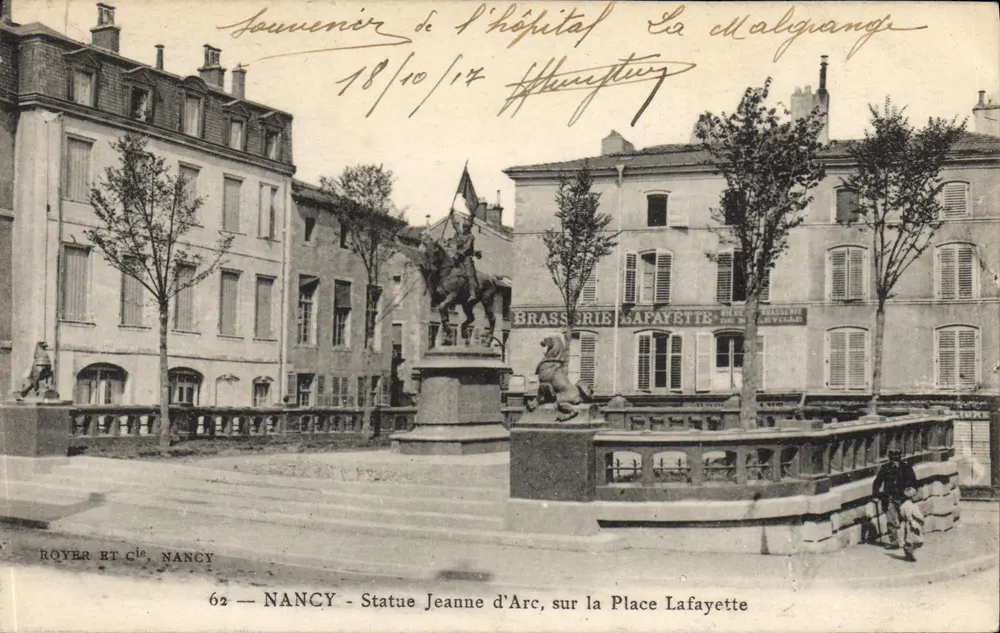 NANCY — Estátua de Joana d'Arc na Praça Lafayette — ROYER ET Cie, NANCY, n°62 - Frente