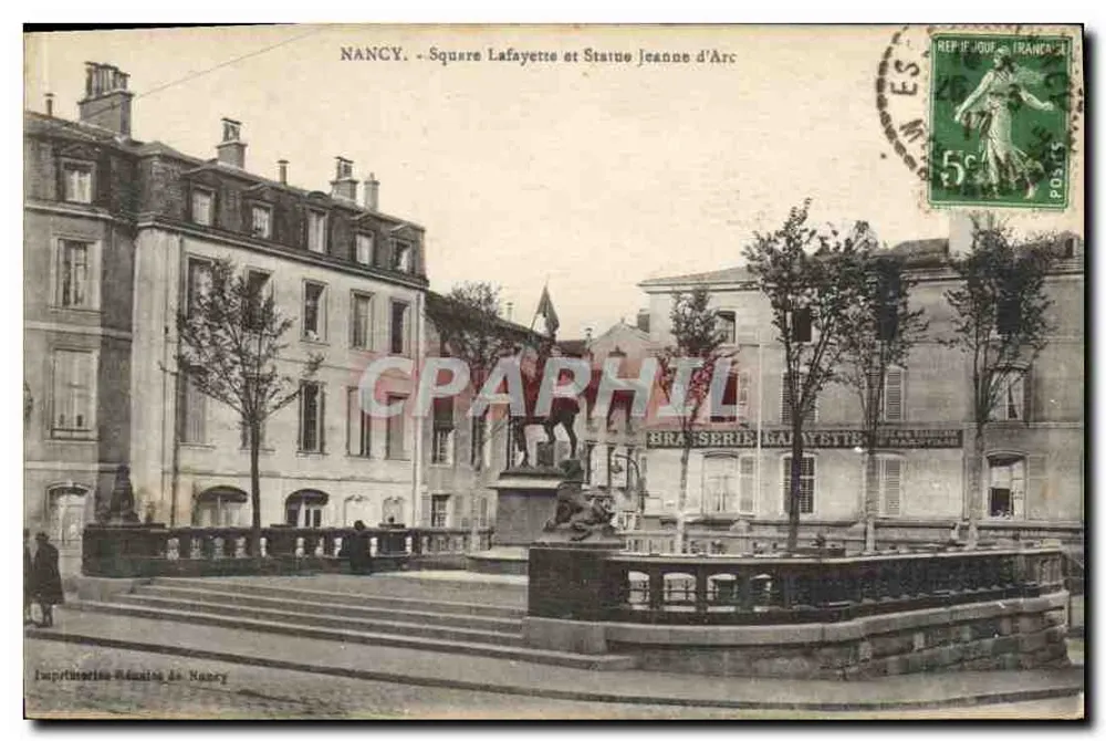 NANCY - Square Lafayette und Statue Jeanne d'Arc — Imprimerie Réunie de Nancy, Serie Lafayette - Vorderseite