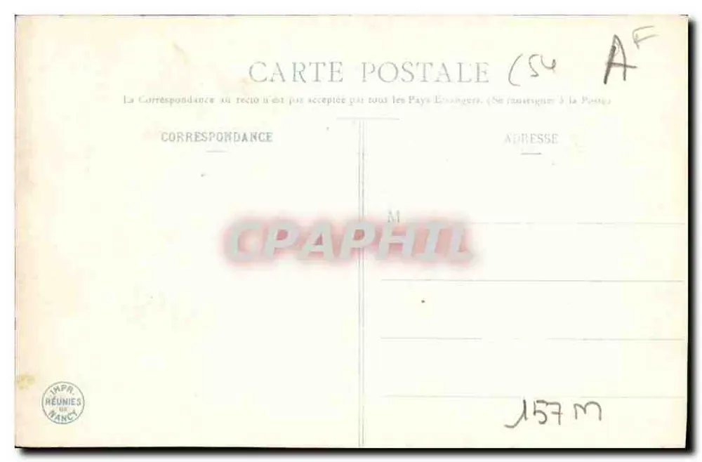 NANCY - Monumento Carnot — editor impr. Réunies a Nancy - Verso
