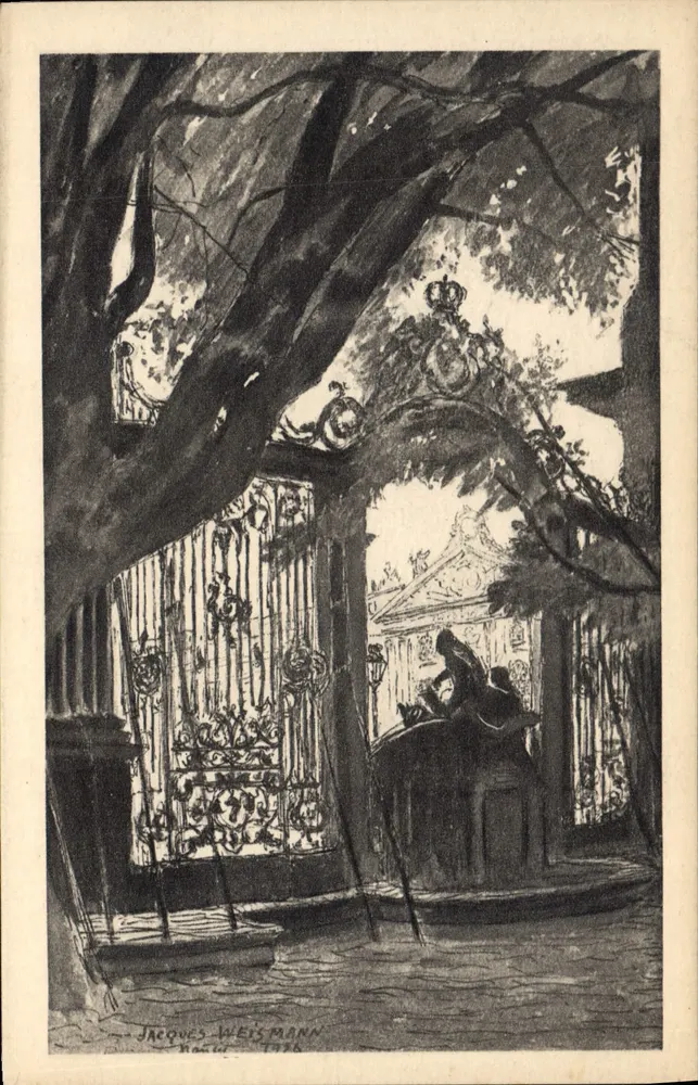 Nancy - Grilhões da Fonte de Amphitrite — desenho de Jacques Weismann, 1926 - Frente