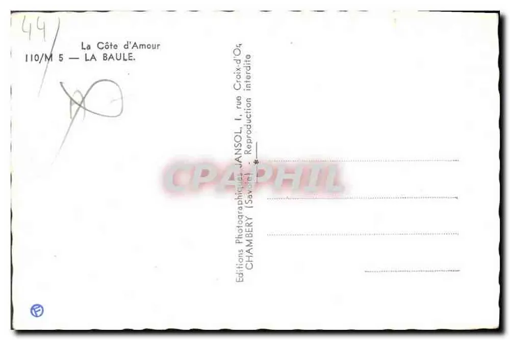 La Baule — Lembrete de La Baule — Edições JANSOL, Chambery - Verso