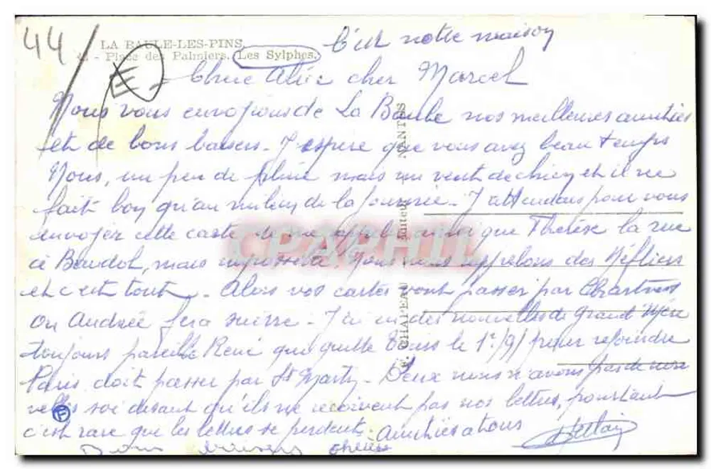 Place des Palmiers, La Baule-les-Pins — Verlag Rosy, Nr. 44 - Rückseite