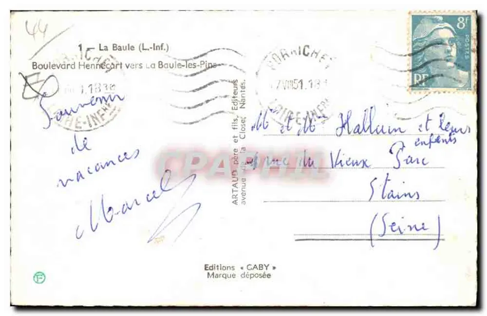 La Baule — Blick auf den Strand und den Boulevard — Éditions GABY - Rückseite