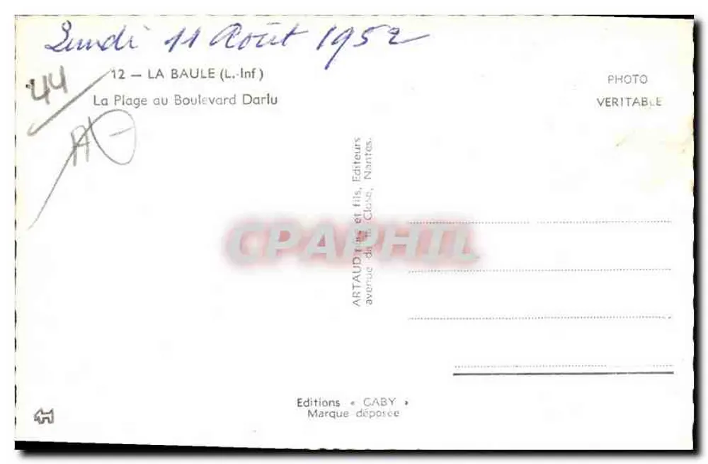 La Baule — A Praia no Boulevard Darlu — Edições Gaby - Verso