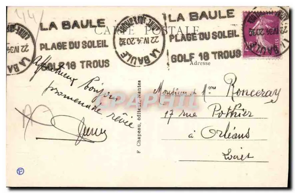 La Baule-sur-Mer (Loire-Inf) — Am Strand — F. Chapeau, Verlag - Rückseite