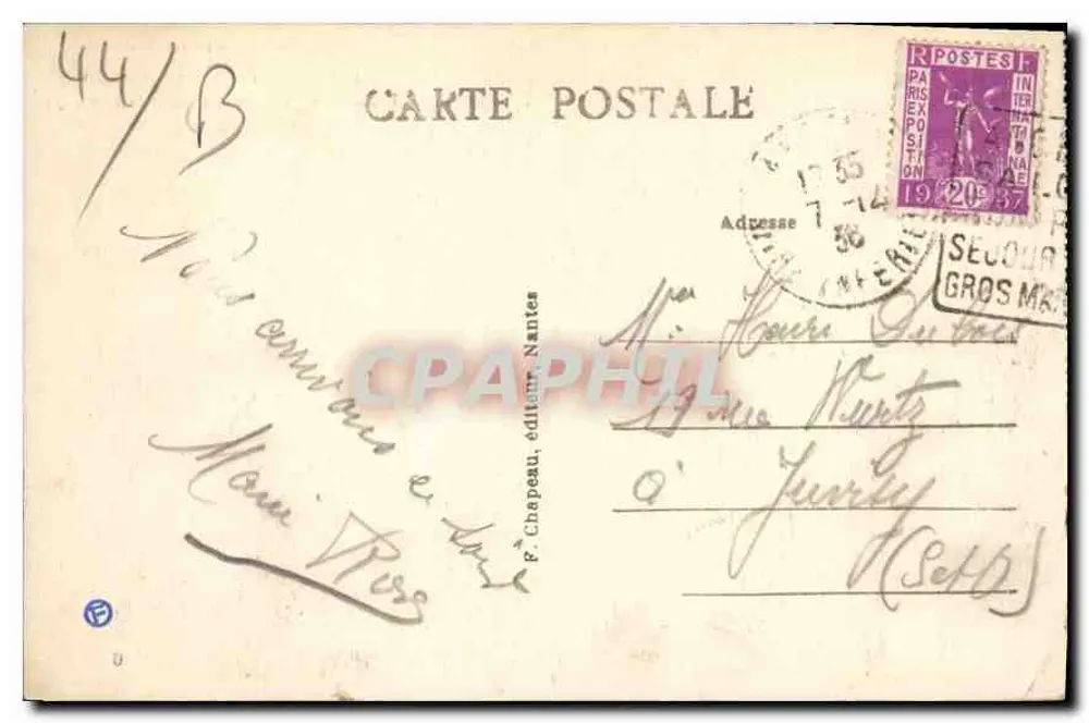 LA BAULE-sur-MER (Loire-Inf.) — Promenade vor dem Hermitage — P. Chapeau, Verlag Nantes, Nr. 115 - Rückseite