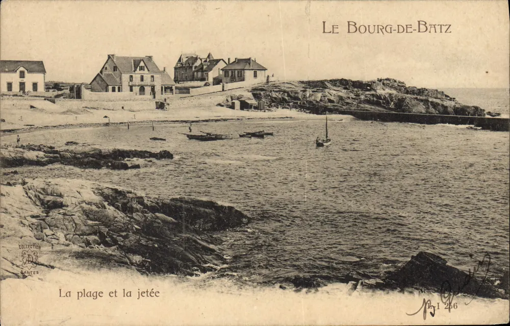 Le Bourg-de-Batz — A praia e a ponta — Coleção GANTES n°1266 - Frente