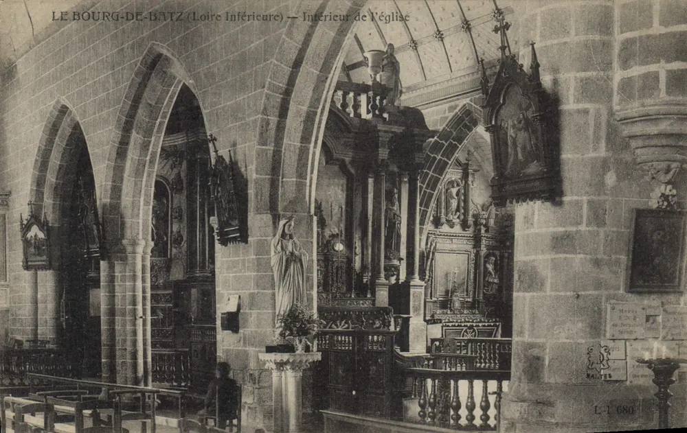 Le Bourg-de-Batz (Loire-Inférieure) — Interior da igreja — editor L. T. 680 - Frente
