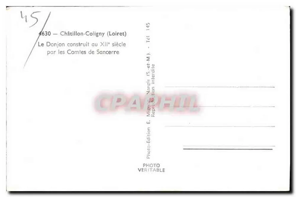 Châtillon-Coligny — Der Donjon des 12. Jahrhunderts — E. Mugney - Rückseite