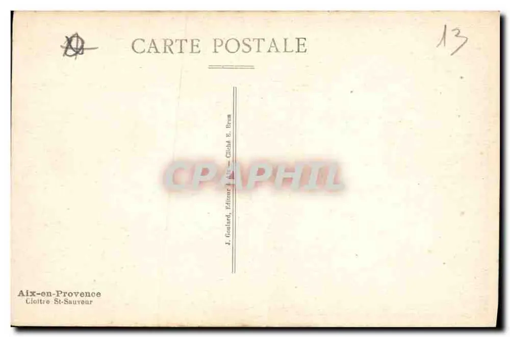Kloster Saint-Sauveur — Aix-en-Provence — Verlag J. Coutard - Rückseite