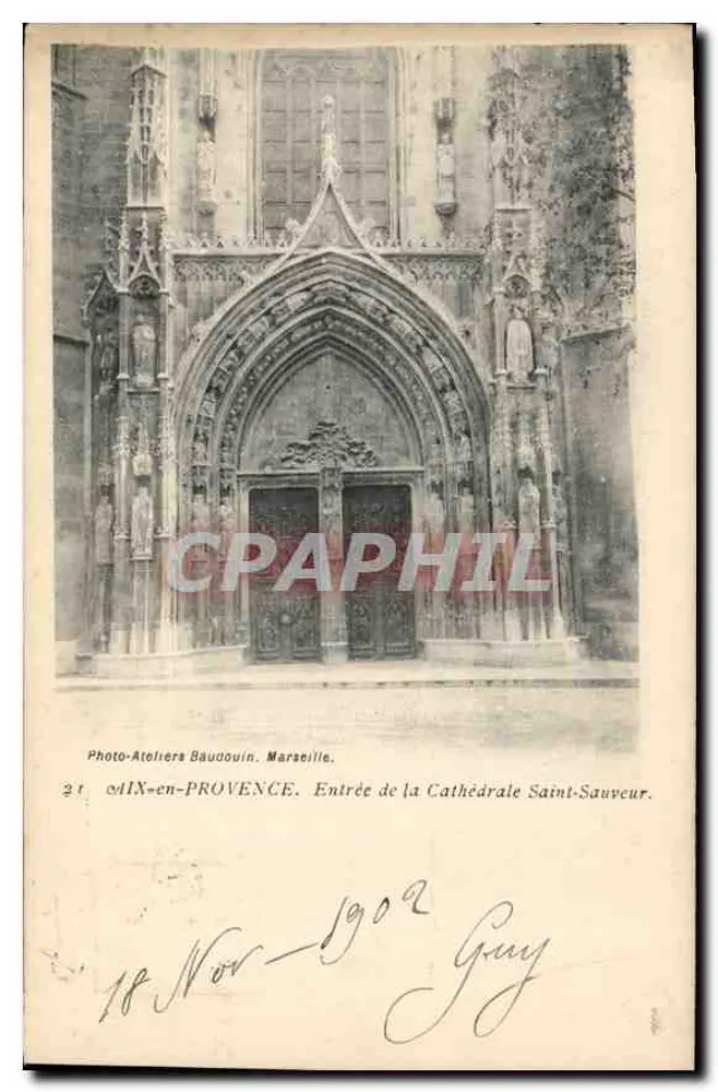 Aix-en-Provence — Eingang zur Kathedrale Saint-Sauveur — Photo-Ateliers Baudouin, Marseille, n°21 - Vorderseite