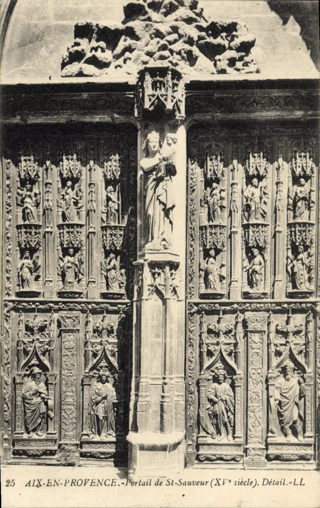 Aix-en-Provence — Portal von Saint-Sauveur (15. Jahrhundert) — Detail — LL - Vorderseite