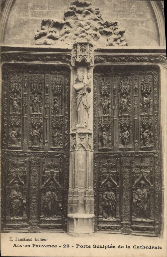 Sculpturierte Türe der Kathedrale — Aix-en-Provence — Verlag E. Jaussaud - 20 - Vorderseite