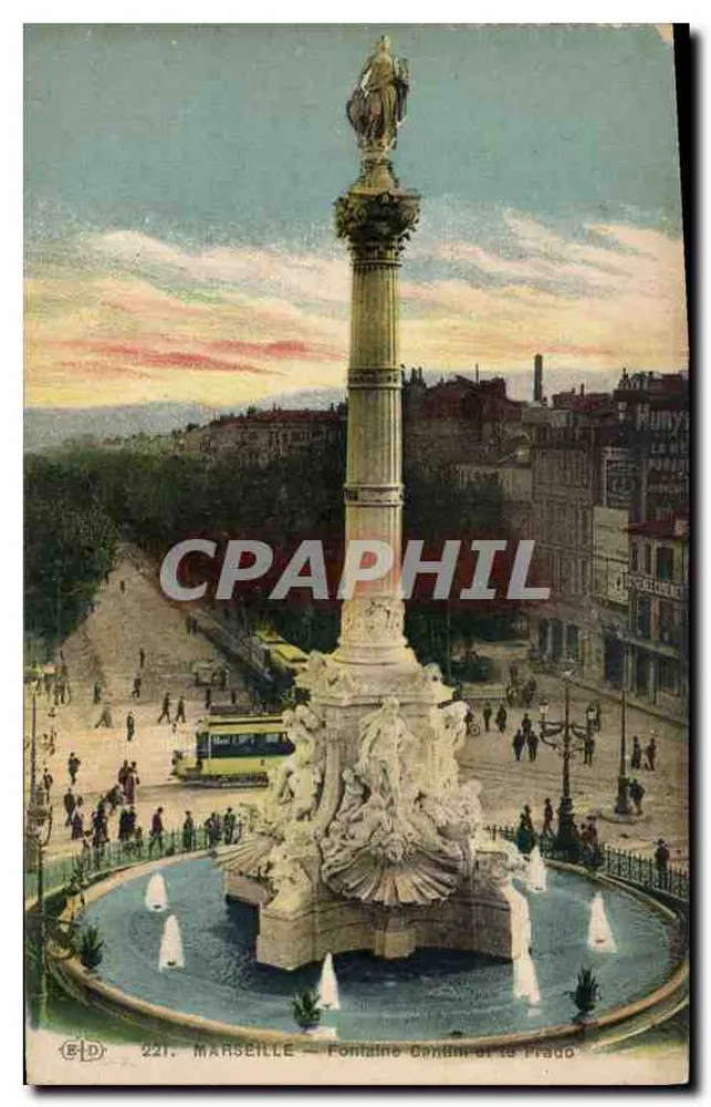 Marseille — Fontaine Comum da Prado — Editor E.D. n°221 - Frente