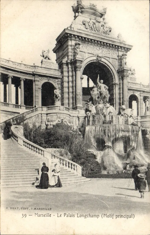 Marseille - Das Palais Longchamp (Hauptmotiv) — P. Ruat, Verlag - Marseille, Nr. 39 - Vorderseite