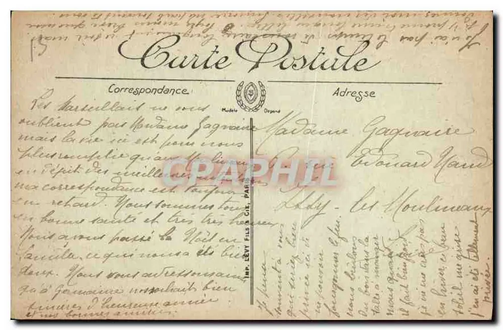 Marselha — O Palácio Longchamp — LL. — Imp. Lévy fils, Paris - Verso