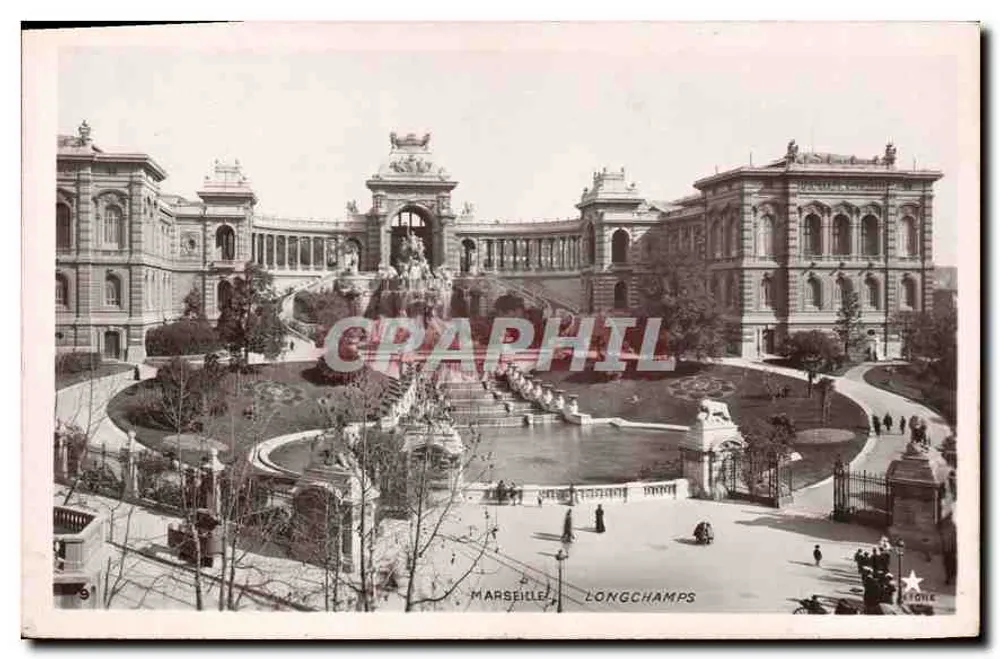 Marseille, Longchamps — vista do parque e da piscina — Editor Etoile, n°9 - Frente