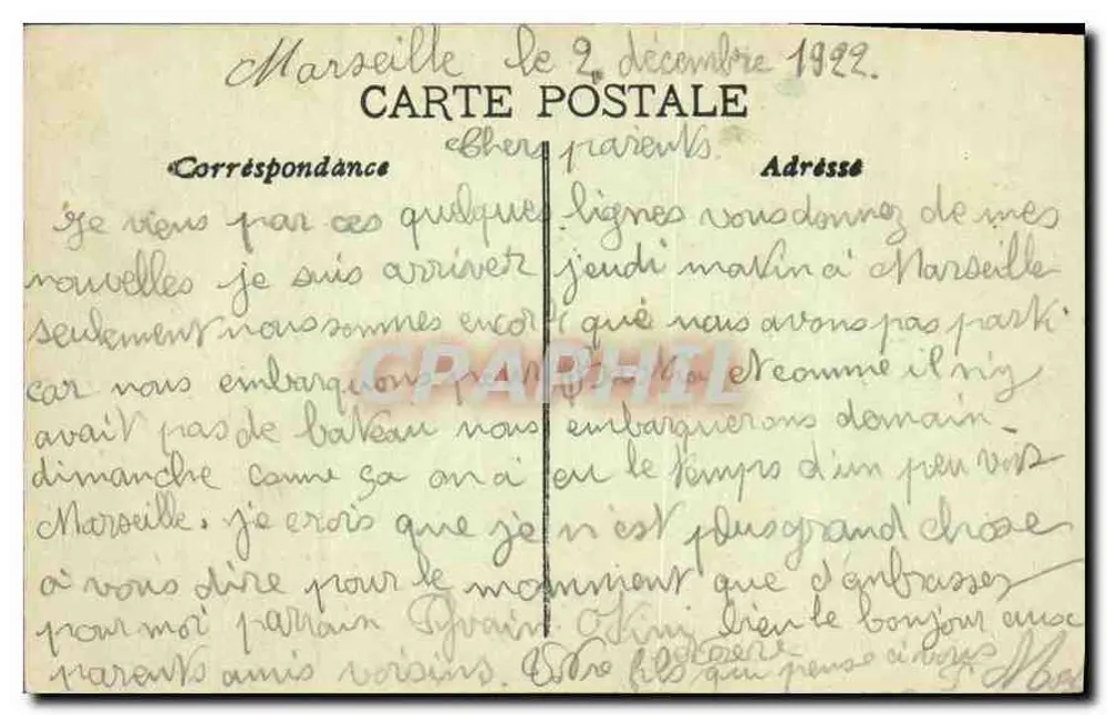 Marseille — Allgemeine Ansicht, aufgenommen von N.D. de la Garde — Verlag: ASILE SANCTUAIRE - Rückseite