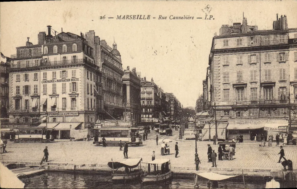 Marselha — Rua Cannebière — I.P. — Companhia de Navegação Mista - Frente