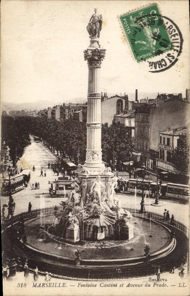 Marseille — Fontaine Cantini und Avenue du Prado — Selicta — Nr. 318 - Vorderseite