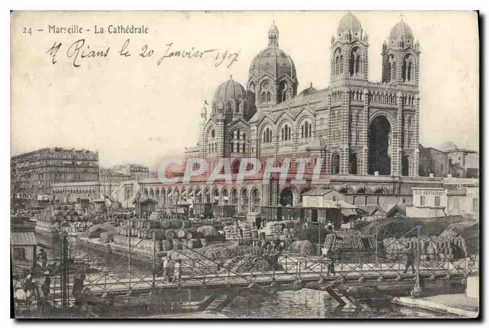 Marseille - A Catedral — visão do porto e da catedral — editor não visível, número de série 24 - Frente