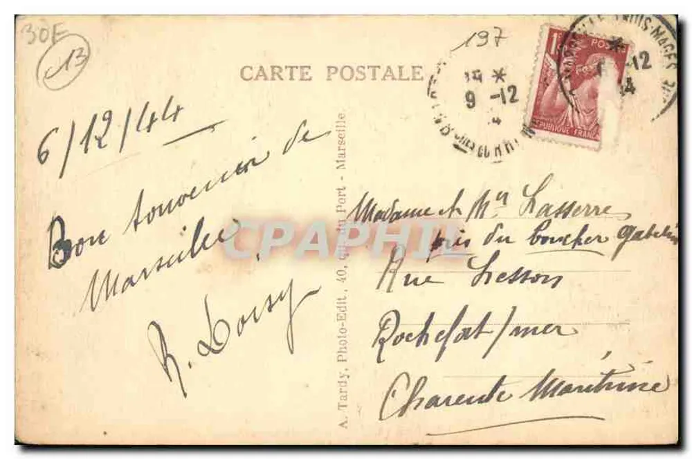 Marseille — O Palácio Longchamp — editor Tardy, n°7 - Verso