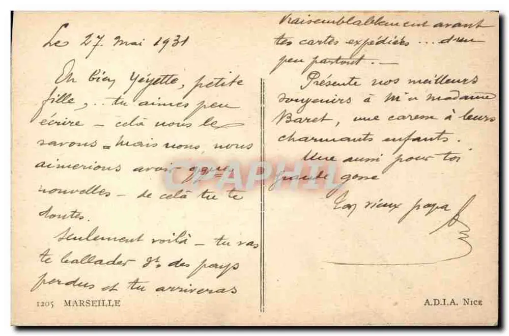 रात के बंदरगाह — दो जहाजों के बीच — निर्माता A.D.I.A. निस, संख्या 1205 - पीछे