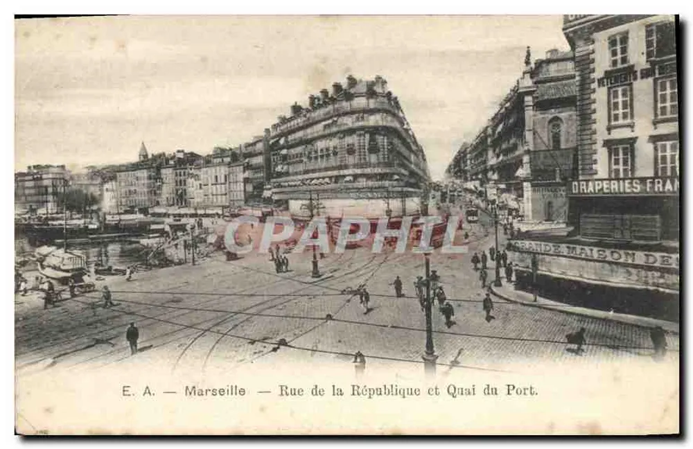 Marseille — Rue de la République und Quai du Port — E. A. - Vorderseite