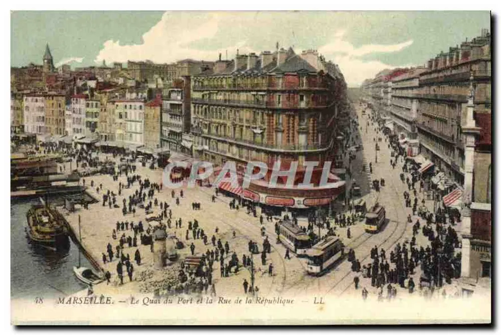 Marseille — Der Hafenkai und die Straße der Republik — LL - Vorderseite