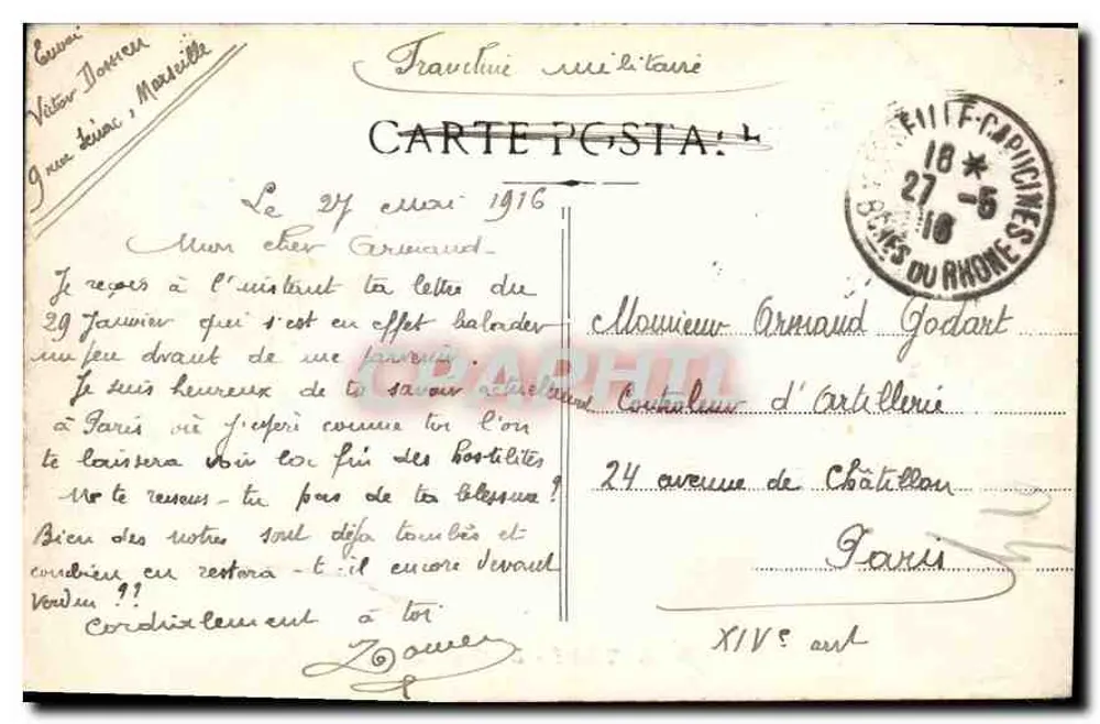 Marseille - O Cours Belzunce — trem n°637 — editor não identificado - Verso
