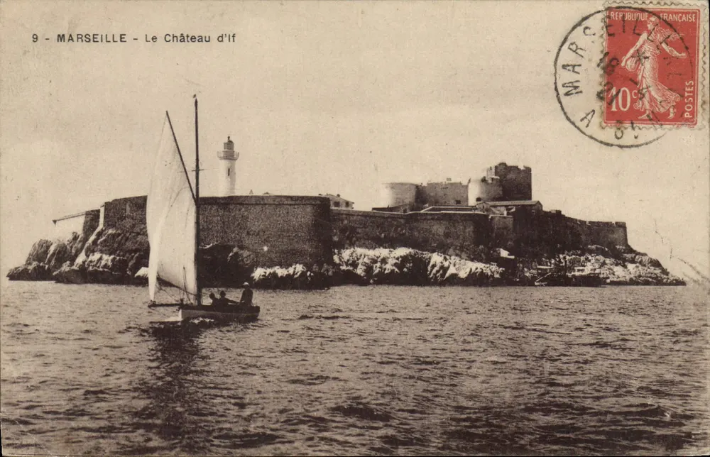 Marselha - O Castelo de If — vista com barco no primeiro plano — editor desconhecido, n°9 - Frente