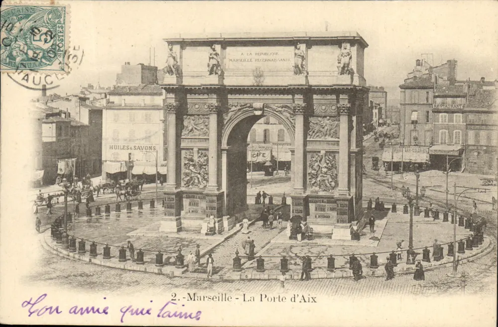 Marselha - A Porta de Aix — Arco da vitória comemorativo — editor não identificado, n° 2 - Frente