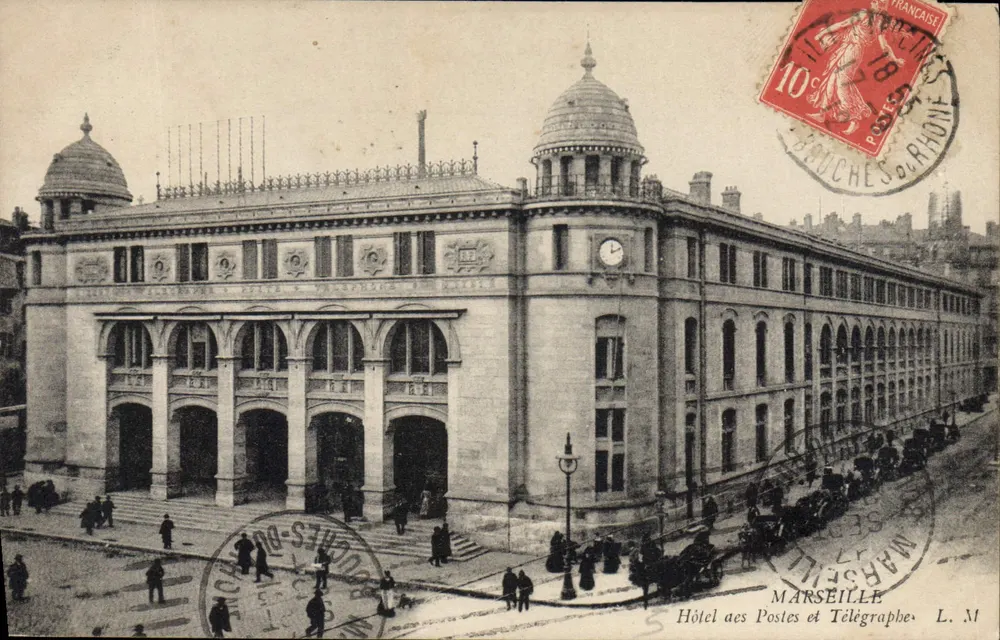 Hotel de Correos y Telégrafos — Marsella — editor L. M. - Anverso
