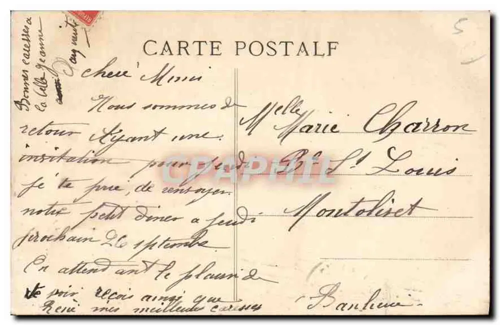 Hotel de Correos y Telégrafos — Marsella — editor L. M. - Reverso