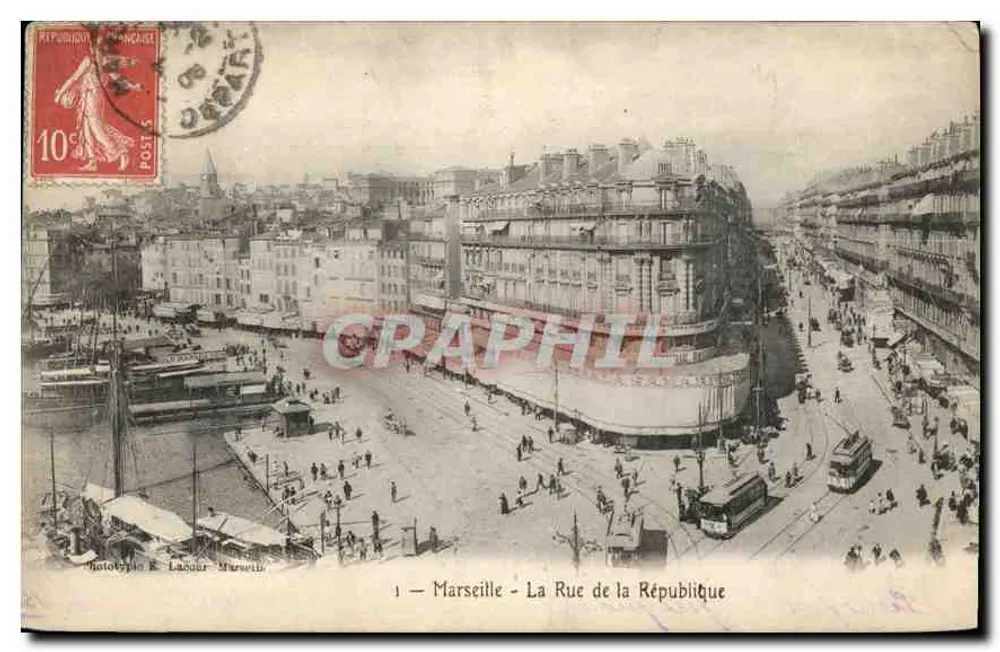 Marsiglia — La Rue de la République — Fototipia E. Labour, Marsiglia - Recto