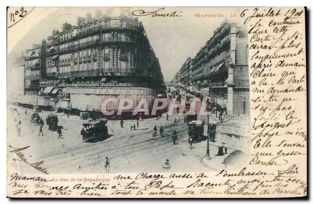 La Rue de la République — vue de l'angle avec la rue de la République — éditeur : La Carte Postale - Frente