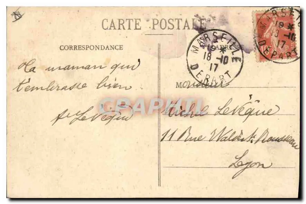 Marselha - Rue de la République — vista animada com trem e edifícios — EL, n°20 - Verso