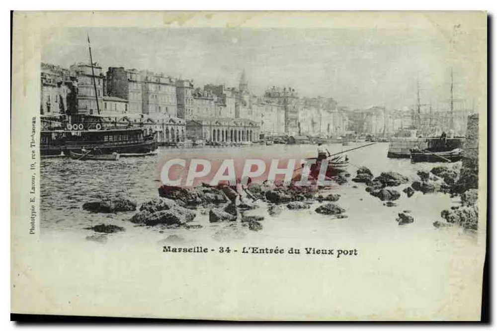 Marseille - 34 - Der Eingang zum Alten Hafen — Phototypie E. Lasou, 1er, rue Toulagran - Vorderseite
