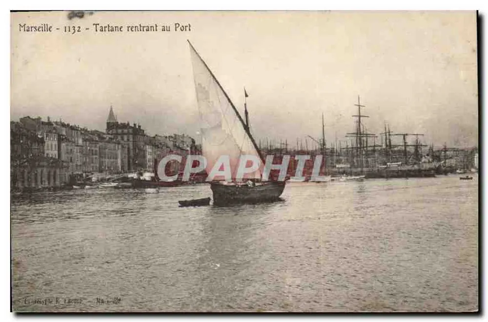 Marseille - Tartane, die in den Hafen einläuft — Verlag E. Lecorné, Nr. 1132 - Vorderseite