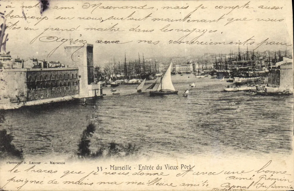 Marseille — Eingang zum Vieux Port — phototypie b. Lacour - Vorderseite