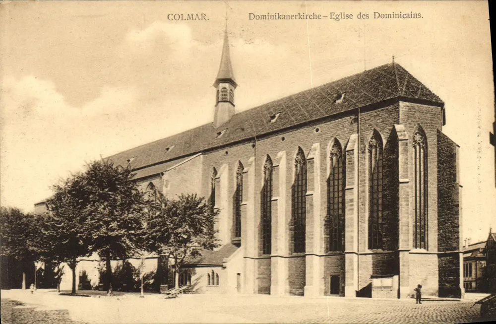 Colmar — Iglesia de los Dominicos — editor Künstlerverlag E. Hartmann, Estrasburgo - Anverso